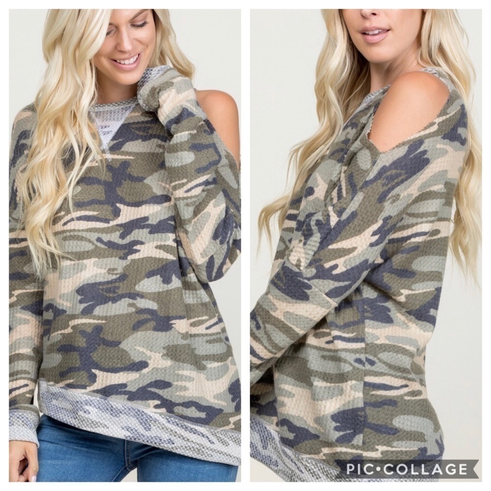 2 Left!! One Shoulder Camouflage Top - Picture 2 of 3
